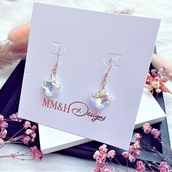 Crystal Cross Earrings | Handmade in BC - Picture 2 of 8